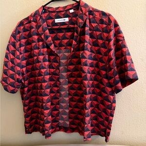Lacoste Red and Navy Geometric Shirt